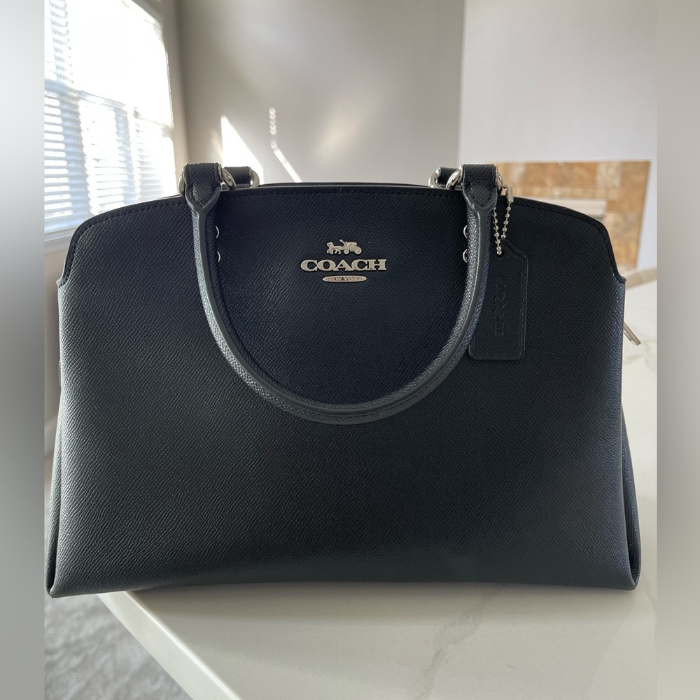 Coach Lillie Carryall Leather Silver/Black Bag